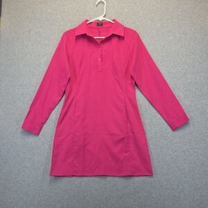 VONDA Hot Pink Shirt Dress Women’s Medium Long Sleeve Collared Shift